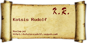 Kotsis Rudolf névjegykártya